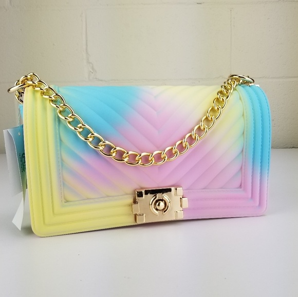 Rainbow Jelly Handbag Crossed body Purse - Picture 8 of 8